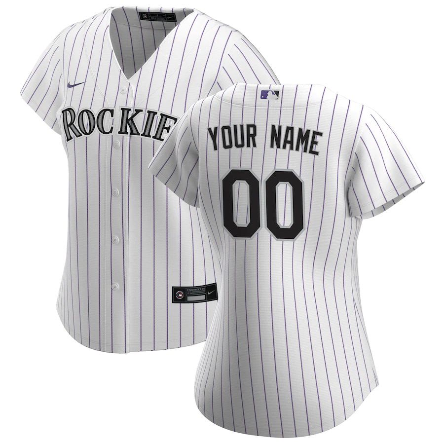 Womens Colorado Rockies Nike White Home Replica Custom MLB Jerseys->customized mlb jersey->Custom Jersey